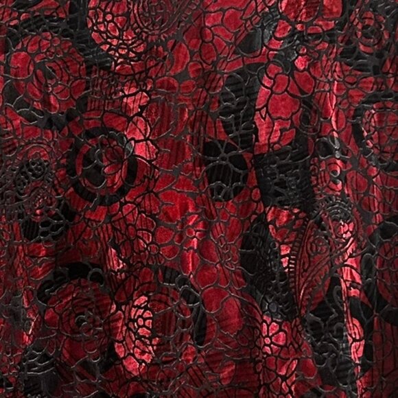 Vintage Red Velvet Burnout Top Sheer Floral Spider Web Witchy Whimsigoth Sz M - Picture 6 of 6